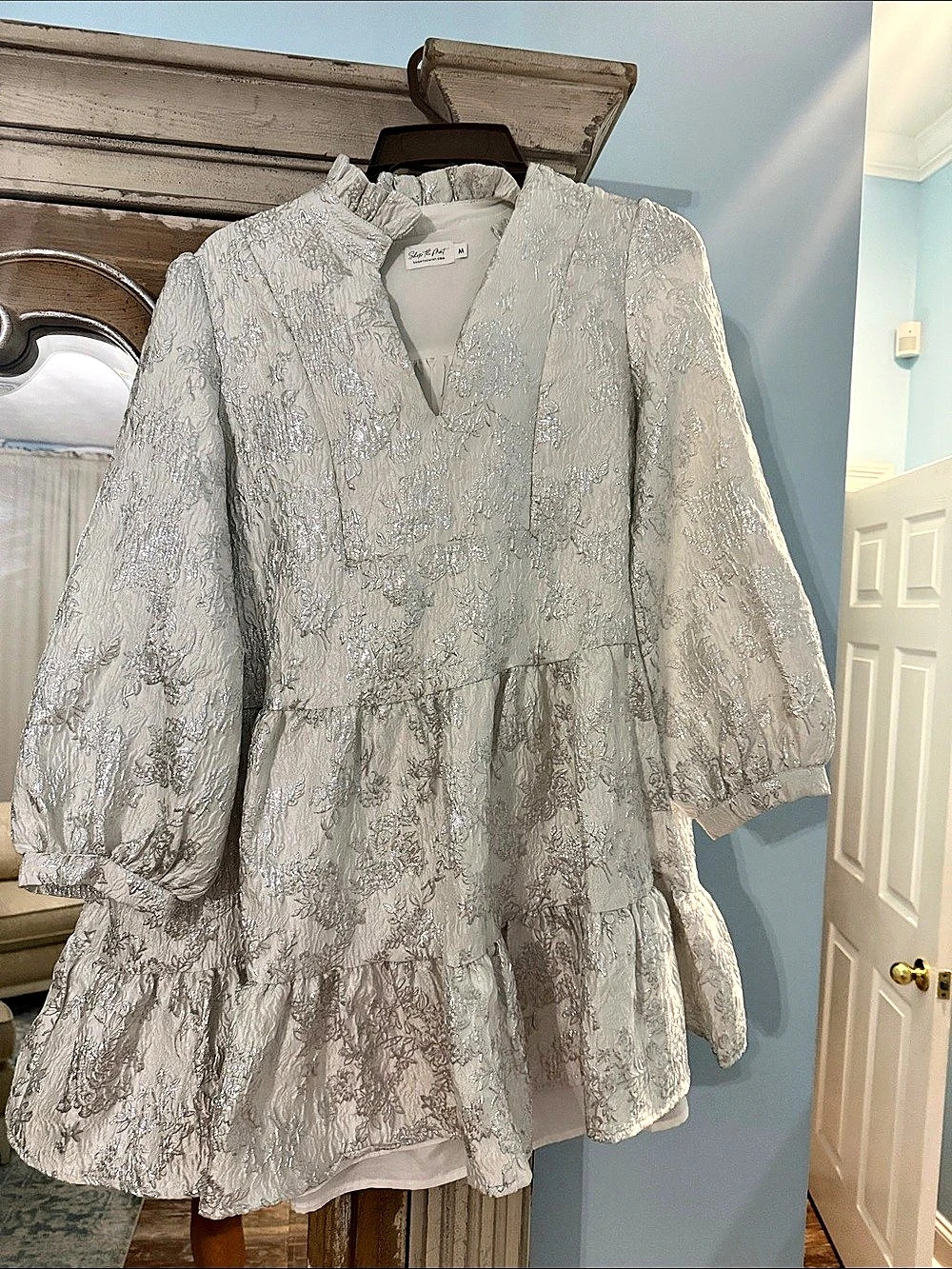 Shop the Mint Silver Floral Mini Dress